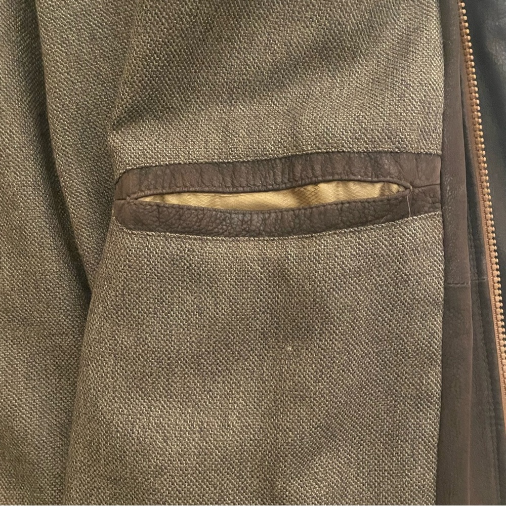 Johnston & Murphy Leather Field Coat Jacket Mens Size 42 Brown Lambskin Two Tone - Picture 15 of 16